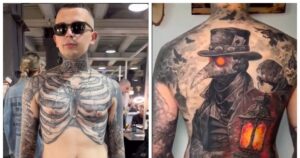 Українець побив світовий рекорд Zombie Boy за кількістю тату скелета (фото)