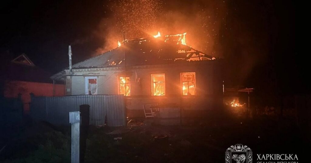 Внаслідок удару БпЛА по Харківщині виникла пожежа: є постраждалі — ОВА