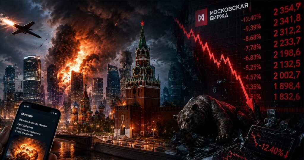 Фондовий ринок Росії обвалюється після атаки українських дронів на Москву Фондовий ринок Росії обвалюється після атаки українських дронів на Москву