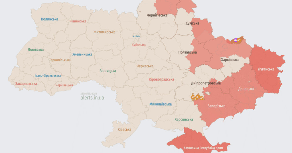 Повітряна тривога в ніч проти 28 червня в Україні — Росія атакує ударними безпілотниками — Укрaїнa