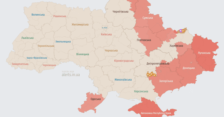Повітряна тривога в ніч на 15 липня: Україна під атакою ударних безпілотників