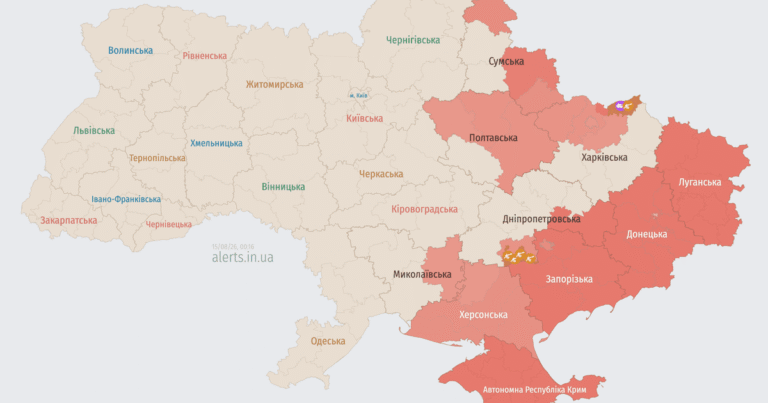 Повітряна тривога в Україні: Росія атакує ударними безпілотниками в ніч проти 15 серпня