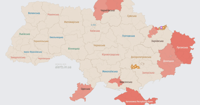 Повітряна тривога в ніч проти 29 серпня: Україна під ударами російських безпілотників