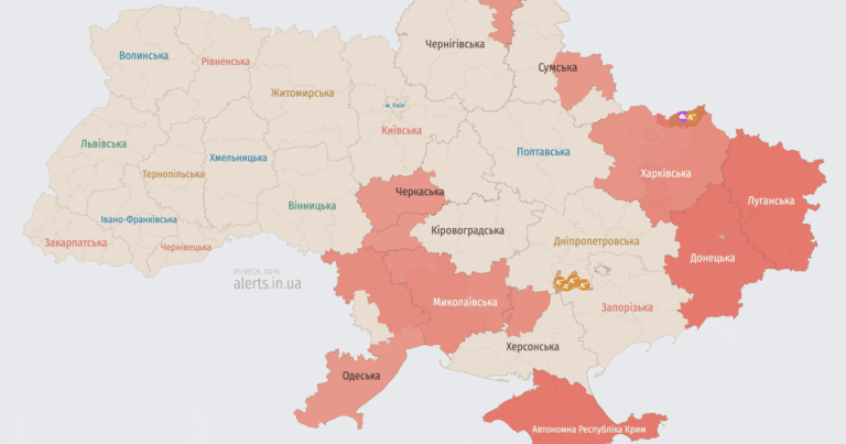 Повітряна тривога 1 вересня: Росія атакує Україну дронами Shahed зі сходу, півдня та півночі
