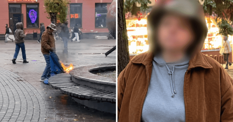 Зухвала наруга над державним символом: Жінка спалила прапор України в центрі Івано-Франківська