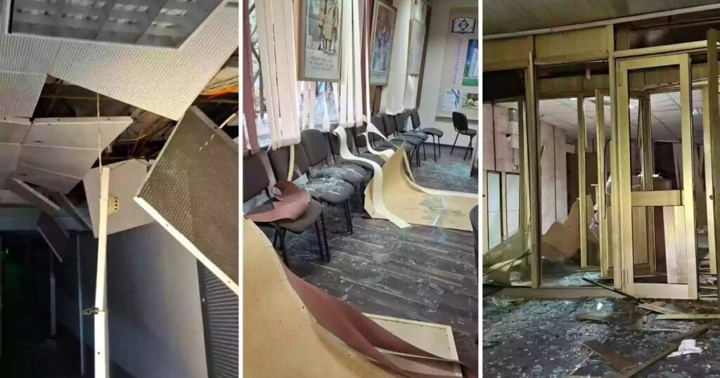 «Вибиті вікна з першого по дев’ятий поверх»: у Києві пошкоджено Книжкову палату України «Вибиті вікна з першого по дев’ятий поверх»: у Києві пошкоджено Книжкову палату України